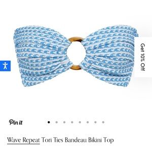 Wave Repeat Tori Ties Bandeau Bikini Top